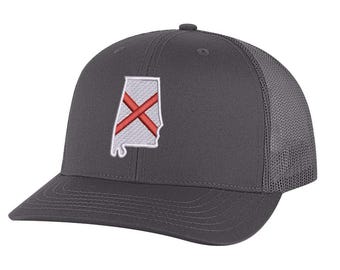 Classic Alabama Trucker Hat - Embroidered Alabama State Flag, Mesh Snapback Cap for Men & Women