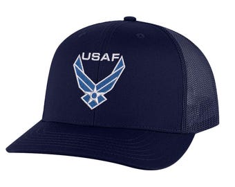 Air Force Hat Embroidered USAF Logo Military Trucker Baseball