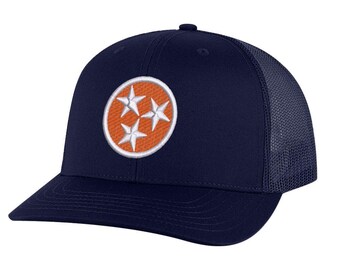 Tennessee Orange Tri-Star Trucker Hat: Embroidered Tennessee Tri-Star