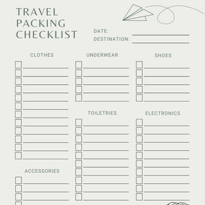 Travel Packing Planner, Travel Checklist, Travel Organisation, Packing for your Holiday