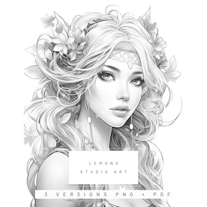 Fantasy Two - Premium Adult Coloring Pages - 3 Digital Printable Instant Download Pages - PNG & PDF files