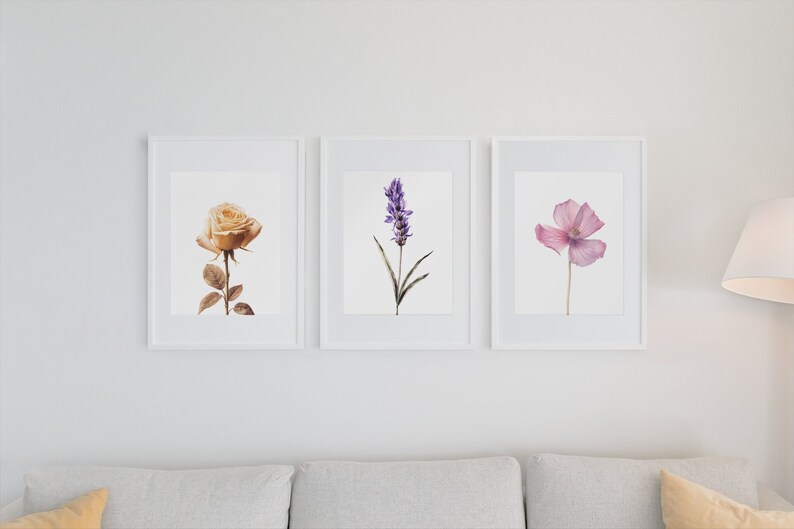 Printable Flower Wall Art Set of 3 Wildflower Prints Floral Art Flower ...