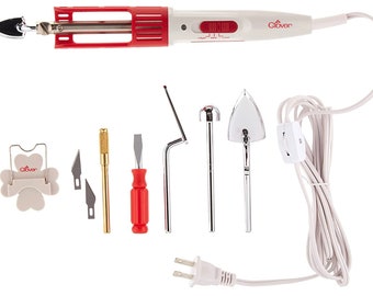 Clover Mini Iron II the Adapter Set Includes 5 Tips, Iron, Stand. for  Quilting, Applique Work, Doll Clothes, Etc. SKU 9101 