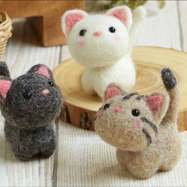 Hamanaka Needle Felting Kit- 3 Little Kittens #483 (ENGLISH)