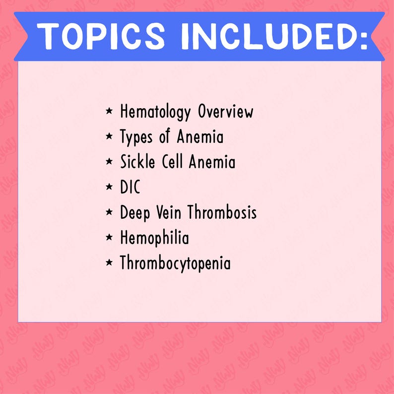 Hematology Nursing Notes Study Bundle - Etsy