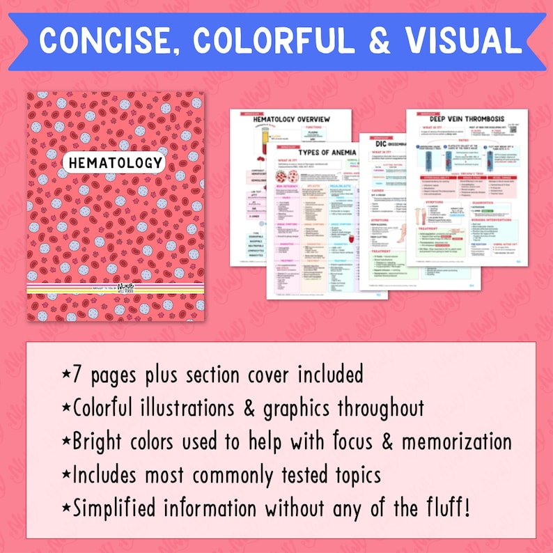 Hematology Nursing Notes Study Bundle - Etsy