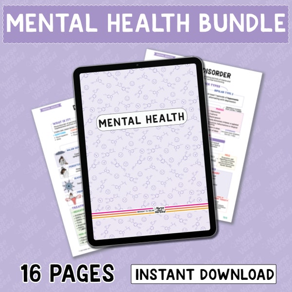 Mental Health Disorders Nursing Notes Study Bundle