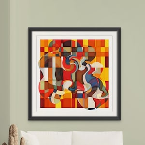 Dancers (Giclée Fine Art Print) Abstract Art by R1B2, unique edition print on museum grade quality paper (6x6 8x8 10x10 12x12) wall decor