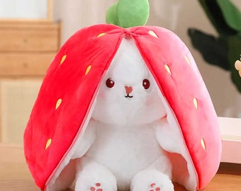 Surprise Strawberry Rabbit Plush - Red