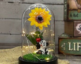 Panda and Sunflower Lightened Bell Glass