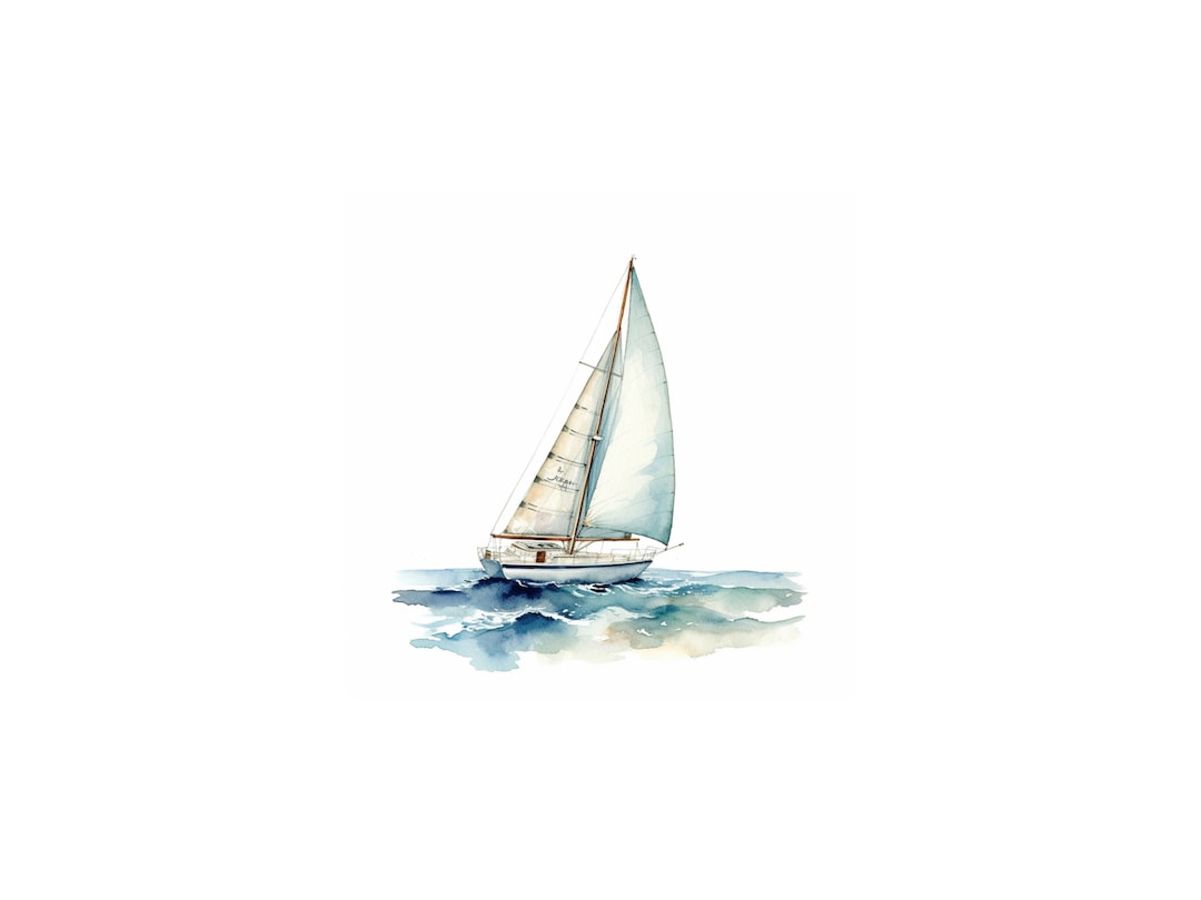 Sail Boat Watercolor Print, Sail Boat Watercolor Print, Sail Boat Wall