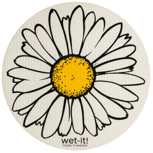 Wet-It Daisy Round Dishcloth, Swedish Dishcloth, Cleaning Cloth, Reusable Cleaning Cloth, Cleaning Sponge, Biodegradable Cloth