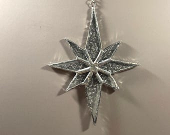Star Suncatcher – Stained Glass Clear Neutral Christmas Window Decor Sun Catcher Gift Ornament
