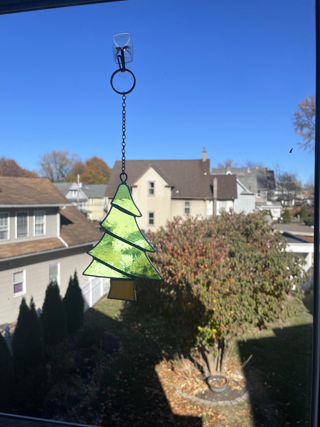 Christmas Tree Suncatcher – Stained Glass Green Holiday Window Decor ...