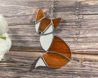 Fox Suncatcher – Stained Glass Orange Woodland Nature Window Decor Sun Catcher Gift Ornament