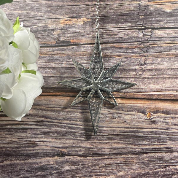 Stjärnsolfångare – Färgat glas klart julfönsterdekor solfångare presentprydnad