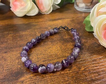 Pulsera de cuentas de amatista – Joyería curativa de piedra natural, regalo para la calma y la claridad