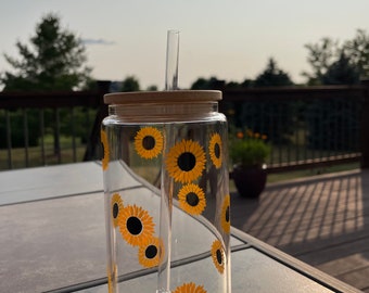 sunflower glass tumbler sunflower glass tumbler sunflower glass mug sunflower glass can sunflower cup sunflower beer glass can glass cups