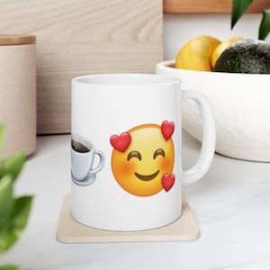 Custom emoji , Sarcastic,, funny, gift, emoji,coffee, smiling Emoji Mug