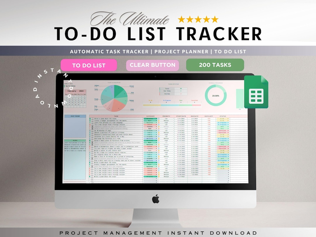 To Do List Template Spreadsheet | Google Sheets Daily Weekly Planner ...