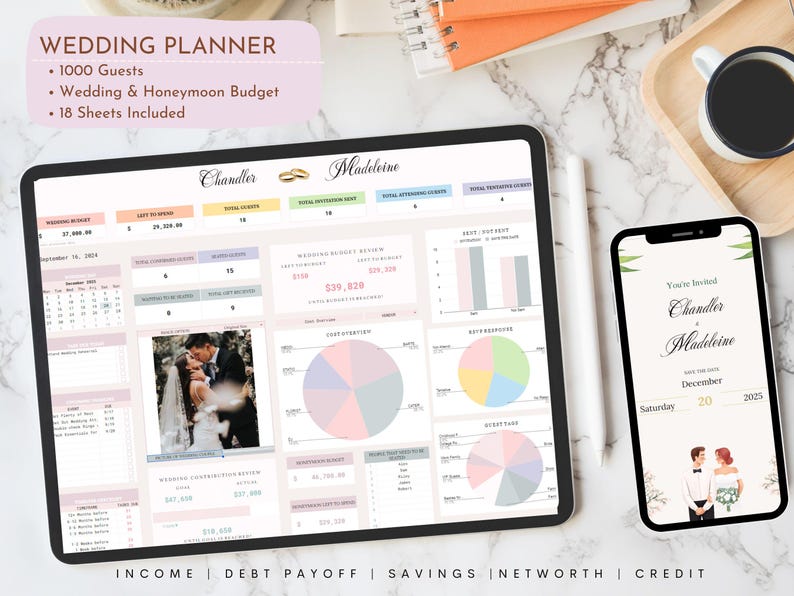 Wedding Planner Spreadsheet Template | Google Sheets Checklist Guest ...