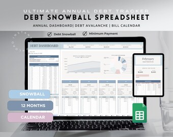 Debt Snowball Payoff Finance Planner & Schedule | Google Sheets Personal Budget Template  Savings Challenge, and Debt Tracker
