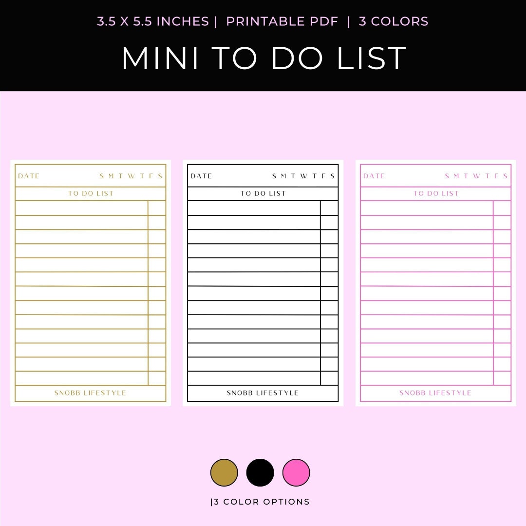 Mini to Do List Printable Planner Card Printable Inserts - Etsy
