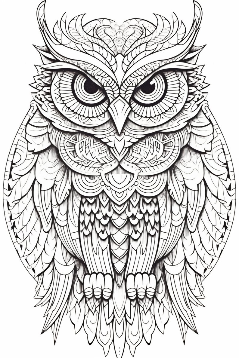 Printable 50 + Owl Mandala Adult Coloring Pages - Etsy UK
