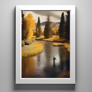 Trout Fishing in Gold | printable wall art | digital download | wall decor