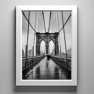 Iconic City Bridge, digital drawing of a scenic bridge inspired by Brooklyn bridge | digital download