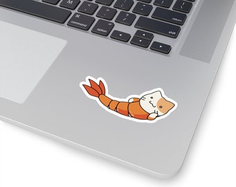 Inviting Shrimp Cat Kiss-Cut Stickers