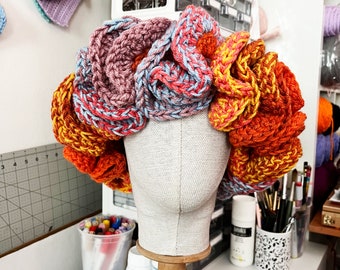 Multicolor Crochet ruffle bucket hat/Handmade