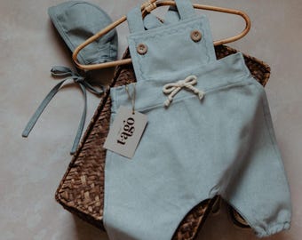 Vintage Warm Blue Jumper 2 Pieces (Multi- size): Knit Baby Boy Coming Home Outfit, Newborn Winter Romper with Bonnet, Heirloom Baby Shower