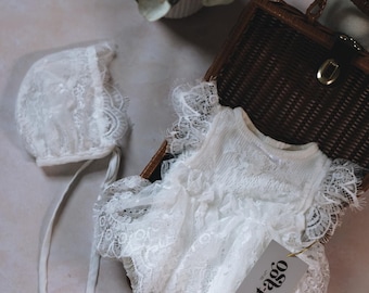 Antonella Dress All White (Newborn): Handmade Baby Christening Gown, Organic Cotton Blessing Dress, Newborn Ceremony Outfit,Baby Shower Gift