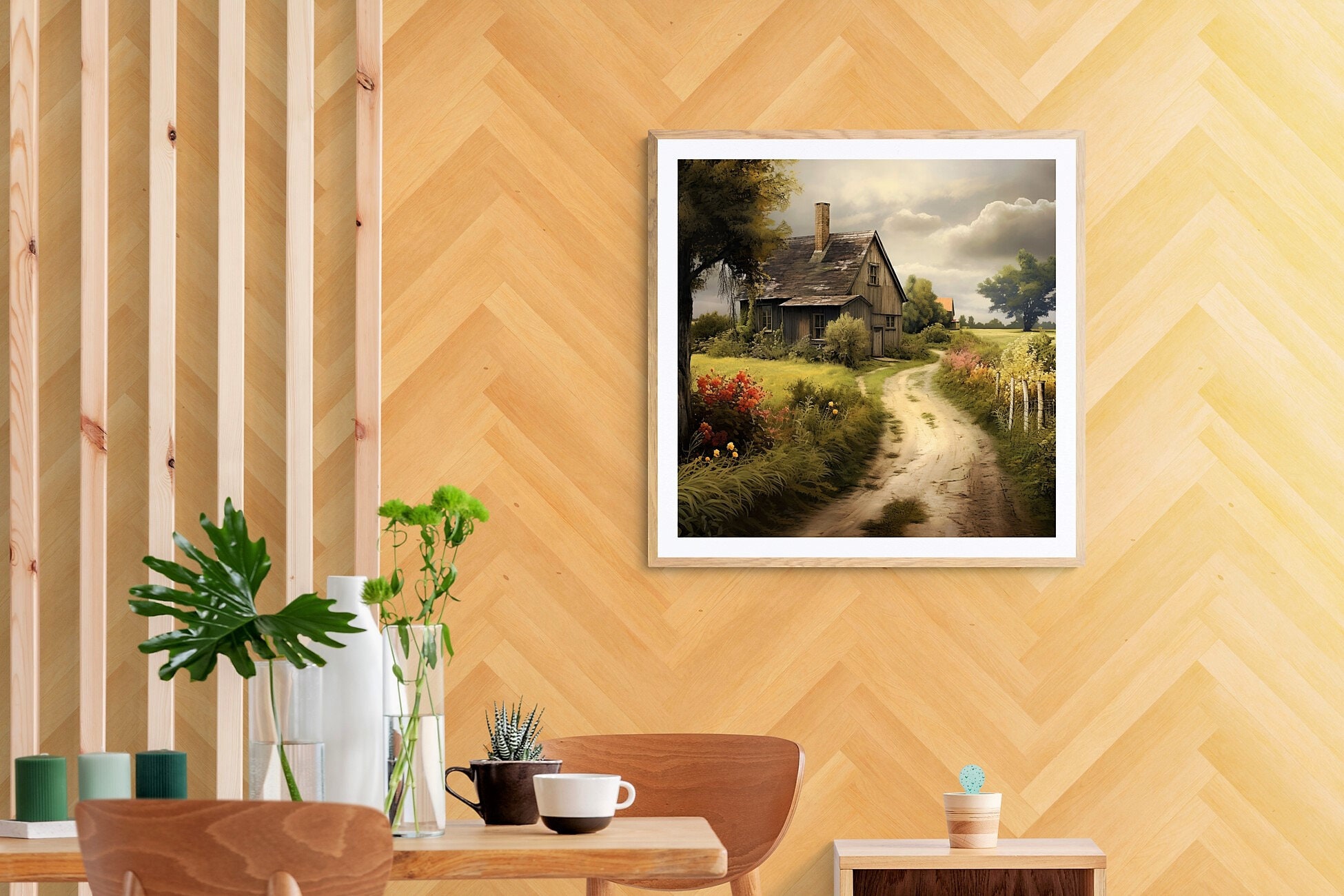 Vintage Landscape Painting, Antique Landscape Wall Art, Vintage Modern