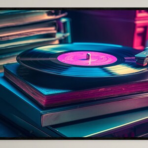 Retro Record Player Art Print: Colorful Dorm Decor (Digital Download)