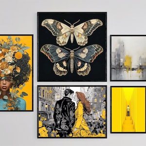 Eclectic Yellow Wall Art Set: Pop Art Gallery (Digital Download)