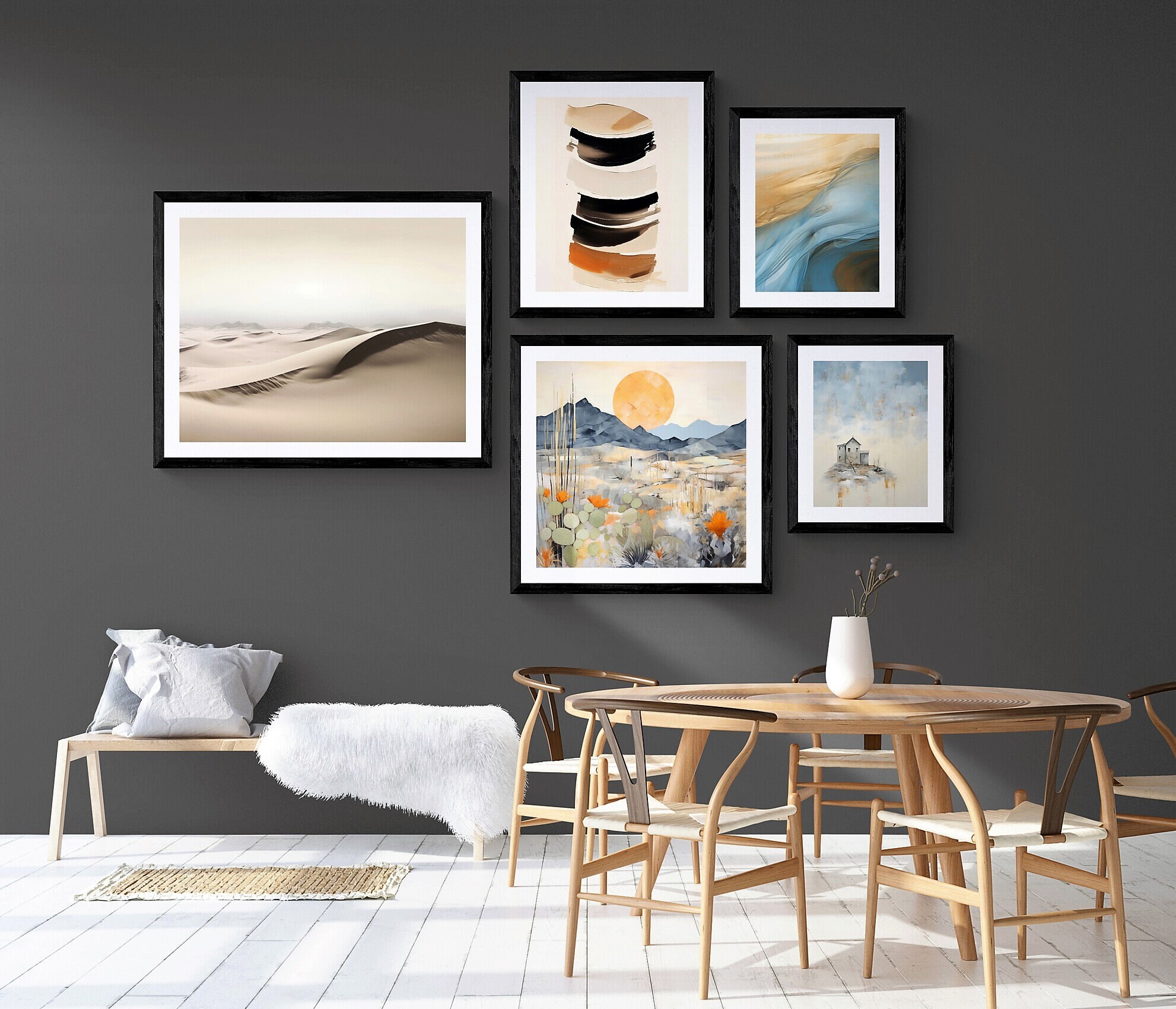 Vintage Wall Art Set, Neutral Vintage Wall Gallery, Vintage Modern Wall ...