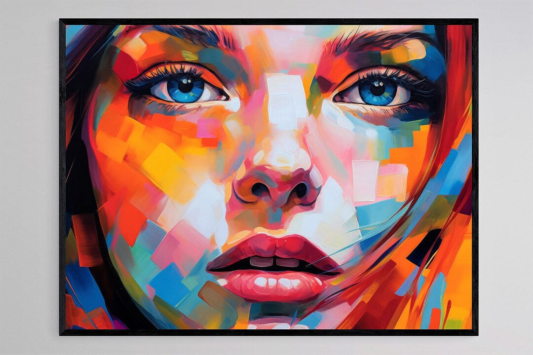 Beautiful Woman Wall Art, Abstract Wall Art, Maximalist Wall Art