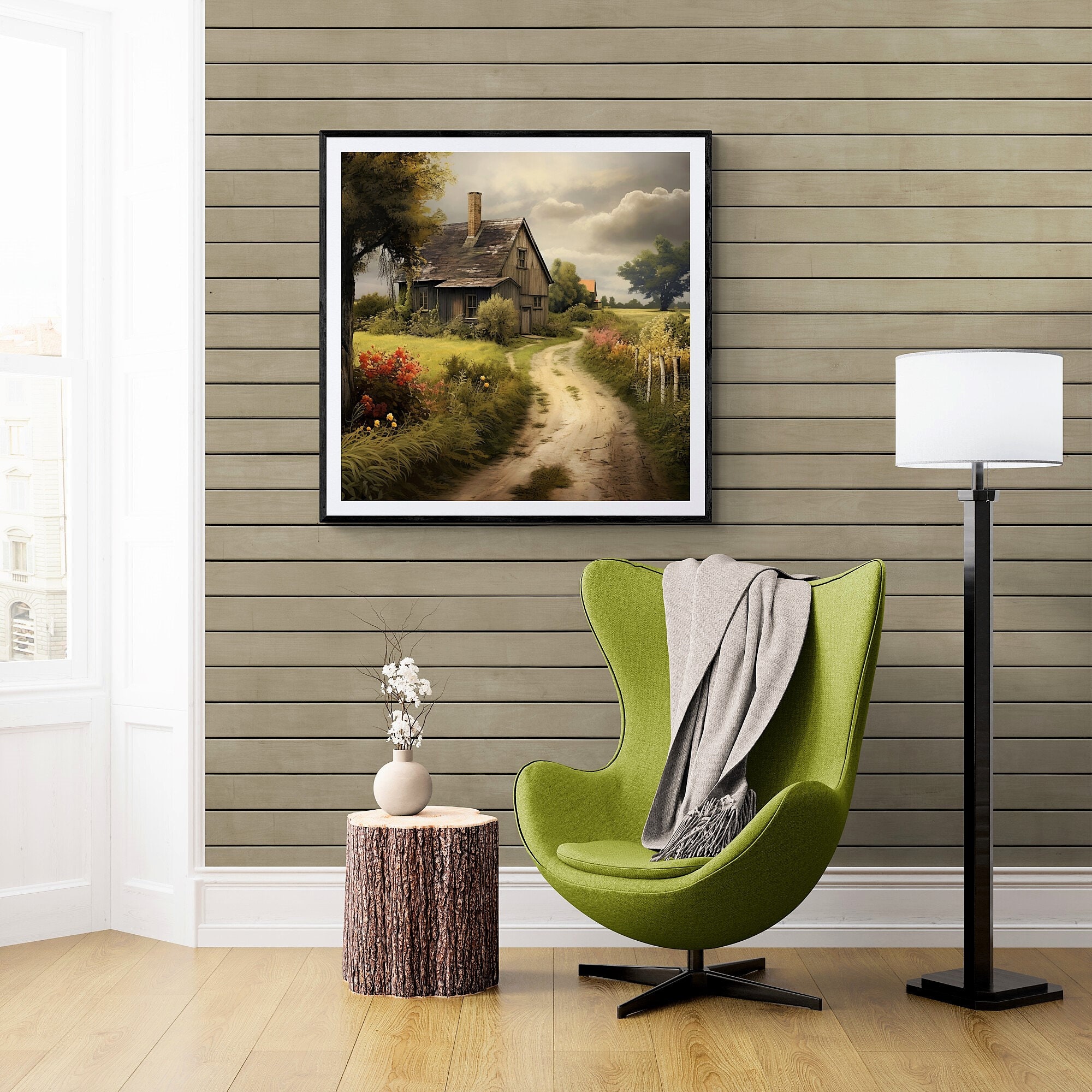 Vintage Landscape Painting, Antique Landscape Wall Art, Vintage Modern