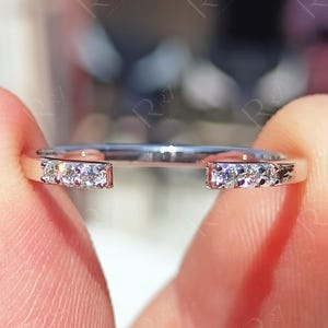 Moissanite Open Gap Wedding Band, Spacer Stackable Rings For Women, Open Cuff Minimalist Ring, Matching Anniversary Band