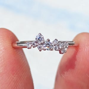 Multiple Tiny Stones Scattered Cluster Ring Moissanite Iconic Cluster Stackable Wedding Ring Asymmetrical Ring For Her