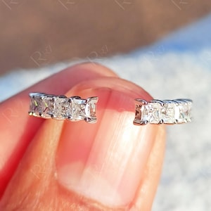 Moissanite Princess Cut Open Stacking Ring, Open Spacer Wedding Band For Women, White Gold Open Gap Band, Bridal Matching Band