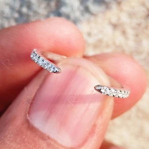 Open Spacer Wedding Band, Open Gap Pave Moissanite Band, Stackable Bands For Women, Dainty Minimalist Ring