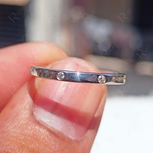 Round Flush Setting Wedding Stacking Band, Moissanite Full Eternity Bands For Women, 2mm Wide Flush Set Stacking Ring