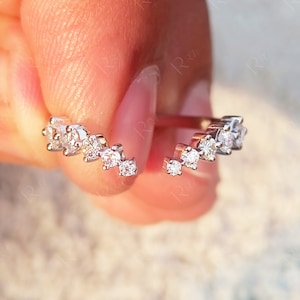 Moissanite offene stapelbare Ringe, V-förmige Lücke Ehering, Brautring Stapeln, passende Jubiläumsband, zierliche minimalistische Ring