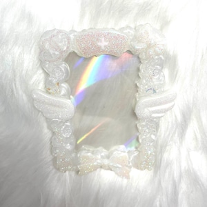 Kpop Photocard Toploader: White Sparkle Decoden Frame with Freebies