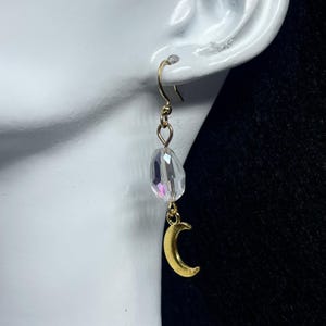Boucles d&#39;oreilles éthérées en or cottage elfique lune, magnifique design de sorcière, princesse des bois, boucles d&#39;oreilles hypoallergéniques en acier inoxydable