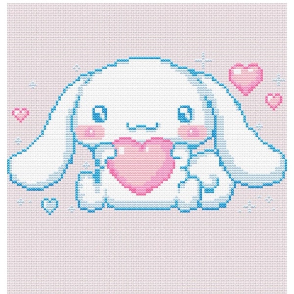 Cinna Bunny Kawaii Hearts Cross Stitch Pattern PDF