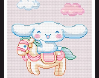 Cinna Bunny Kawaii Pony Cross Stitch Pattern PDF